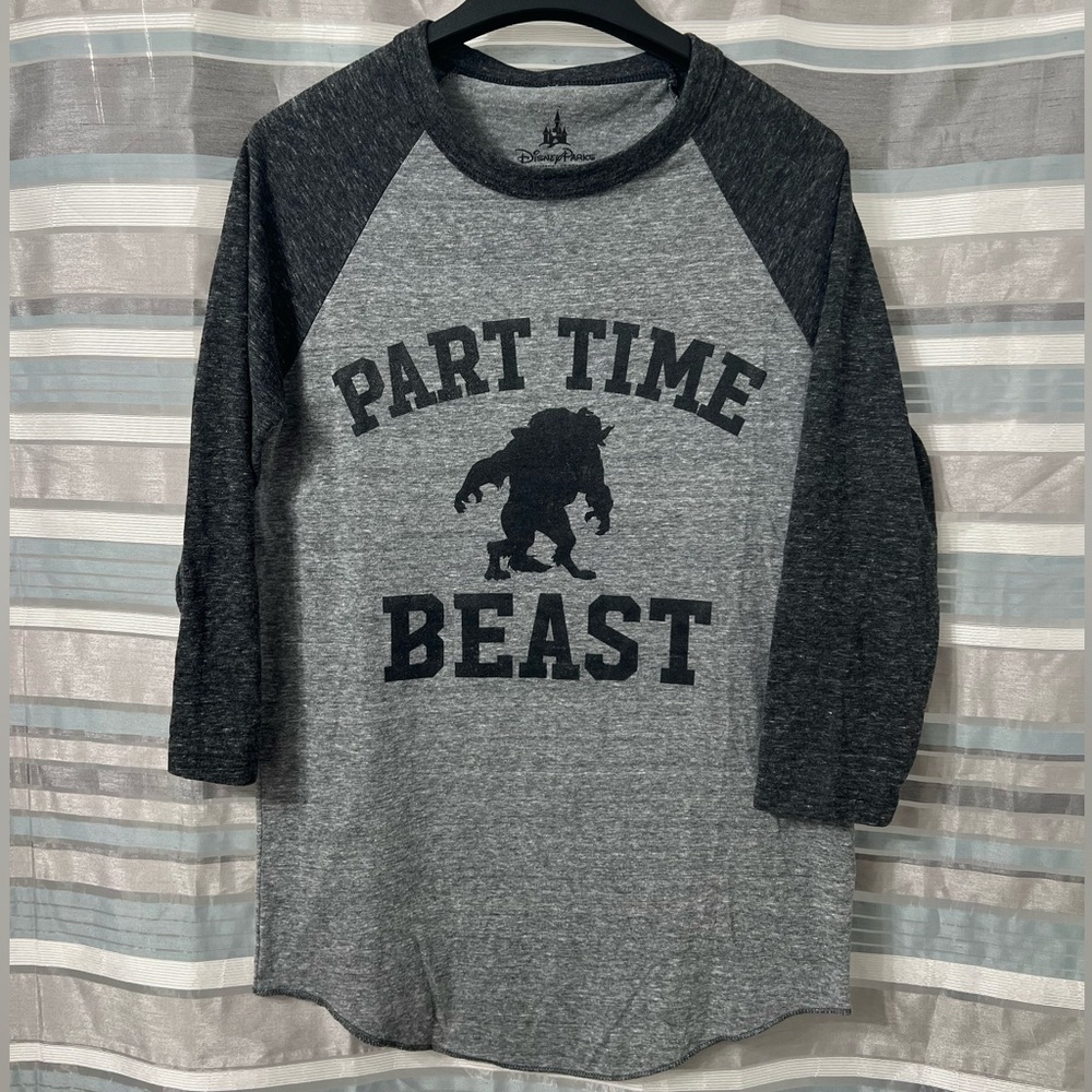 Disney Gray Raglan Shirt with 'Part Time Beast' Print